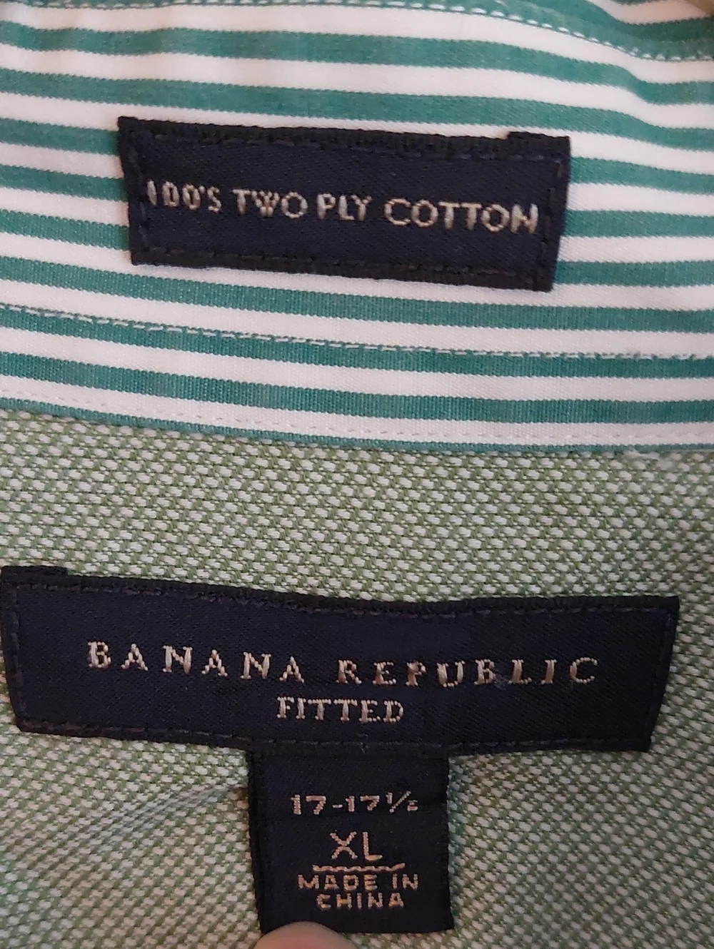 Banana Republic Green and White Striped Dress Shirt